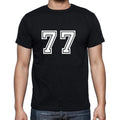 77 Numbers Black Men's Short Sleeve Round Neck T-shirt 00116