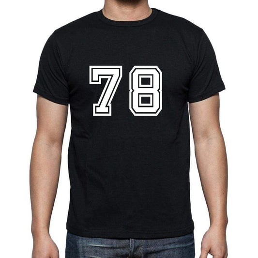 78 Numbers Black Mens Short Sleeve Round Neck T-Shirt 00116 - Casual