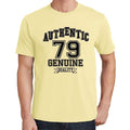 79, Authentic Genuine, Pale Yellow, Men's Short Sleeve Round Neck T-shirt 00119