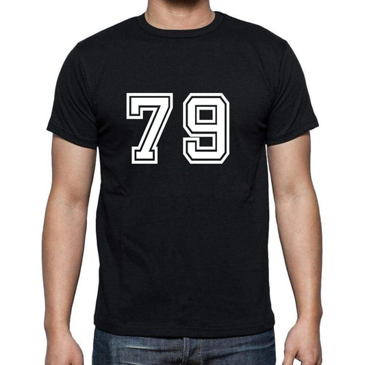 79 Numbers Black Mens Short Sleeve Round Neck T-Shirt 00116 - Casual