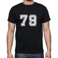 79 Numbers Black Men's Short Sleeve Round Neck T-shirt 00116