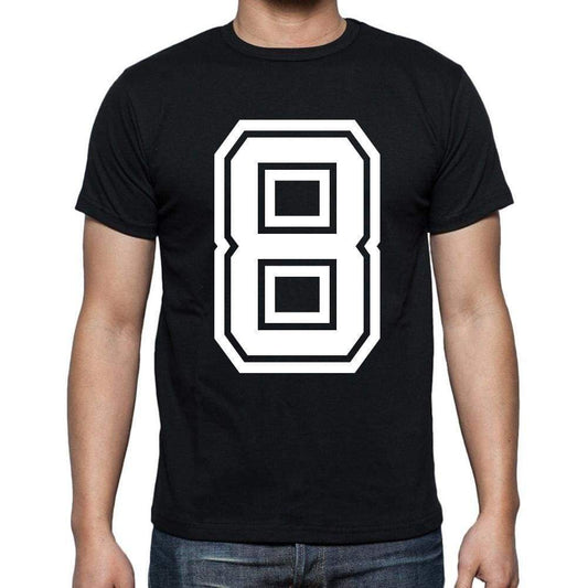 8 Numbers Black Mens Short Sleeve Round Neck T-Shirt 00116 - Casual