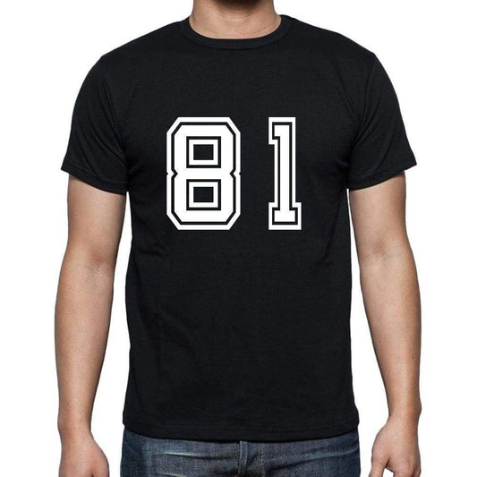 81 Numbers Black Mens Short Sleeve Round Neck T-Shirt 00116 - Casual