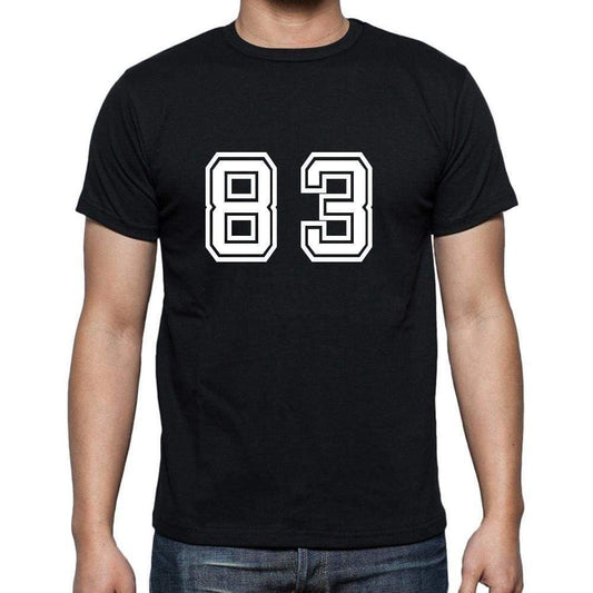 83 Numbers Black Mens Short Sleeve Round Neck T-Shirt 00116 - Casual