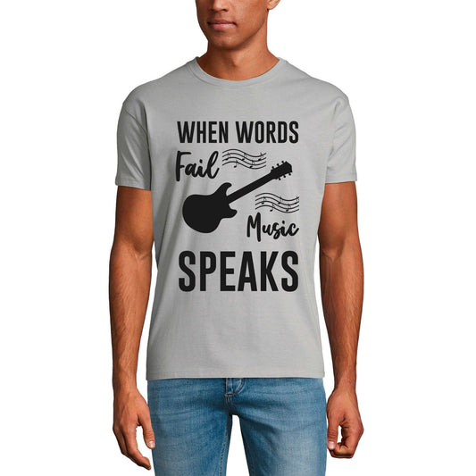 ULTRABASIC Men's Music T-Shirt When Words Fail Music Speaks - Guitarist Shirt