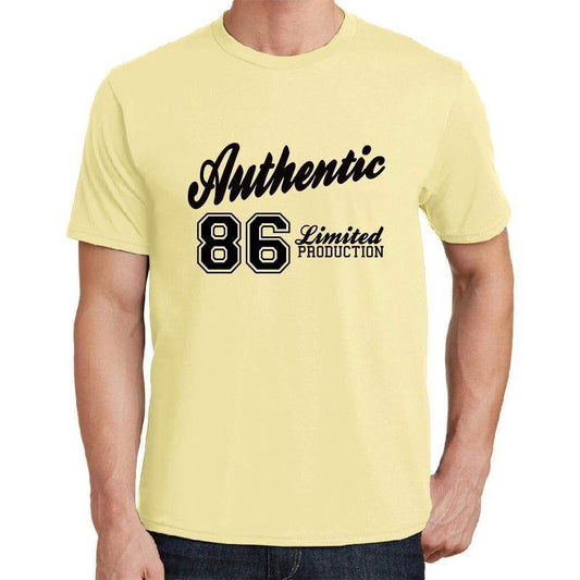 86, Authentic, Yellow, <span>Men's</span> <span><span>Short Sleeve</span></span> <span>Round Neck</span> T-shirt - ULTRABASIC