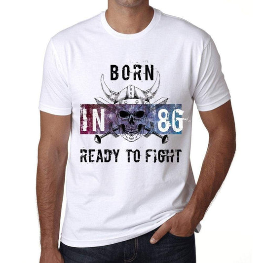 86, Ready to Fight, <span>Men's</span> T-shirt, White, Birthday Gift 00387 - ULTRABASIC