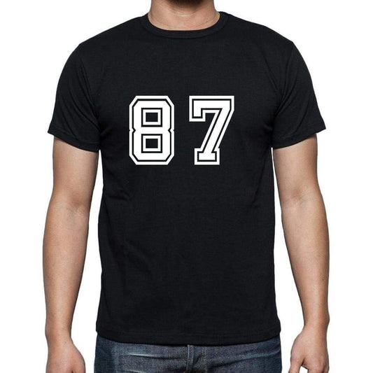 87 Numbers Black Mens Short Sleeve Round Neck T-Shirt 00116 - Casual