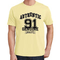 91, Authentic Genuine, Pale Yellow, Men's Short Sleeve Round Neck T-shirt 00119
