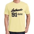 91, Authentic, Lemon, Men's Short Sleeve Round Neck T-shirt