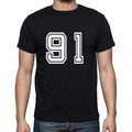 91 Numbers Black Men's Short Sleeve Round Neck T-shirt 00116