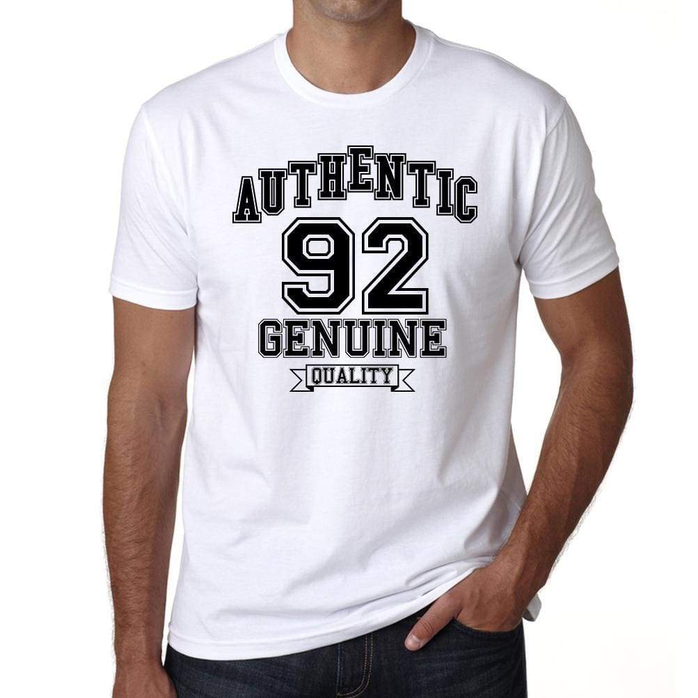 92 Authentic Genuine White Mens Short Sleeve Round Neck T-Shirt 00121 - White / S - Casual