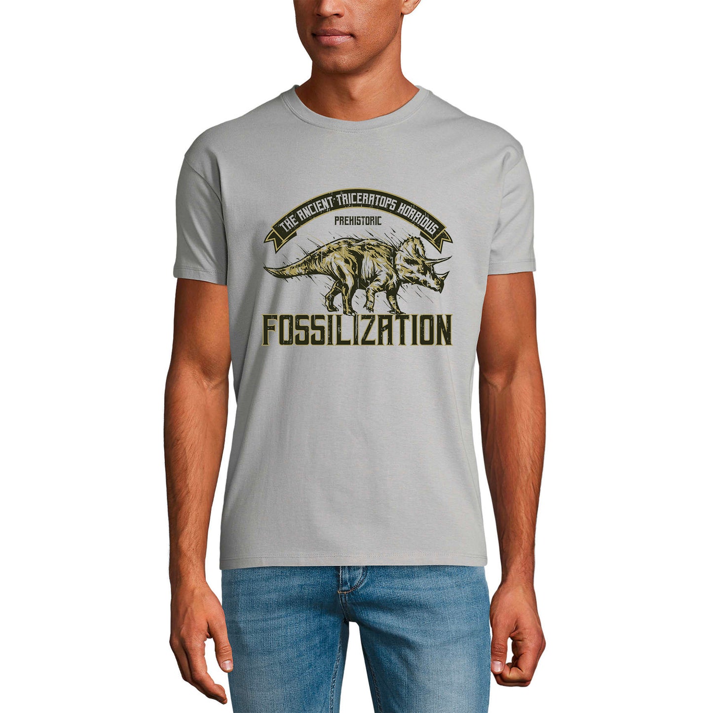 ULTRABASIC T-Shirt Homme Fossilisation - Les Anciens Tricéraptors - Chemise Dinosaure