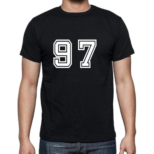 97 Numbers Black Mens Short Sleeve Round Neck T-Shirt 00116 - Casual