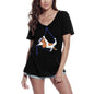 ULTRABASIC Women's V-Neck T-Shirt Aerial Skills Dancer Funny Dog - Meditation Yoga Tee Shirt