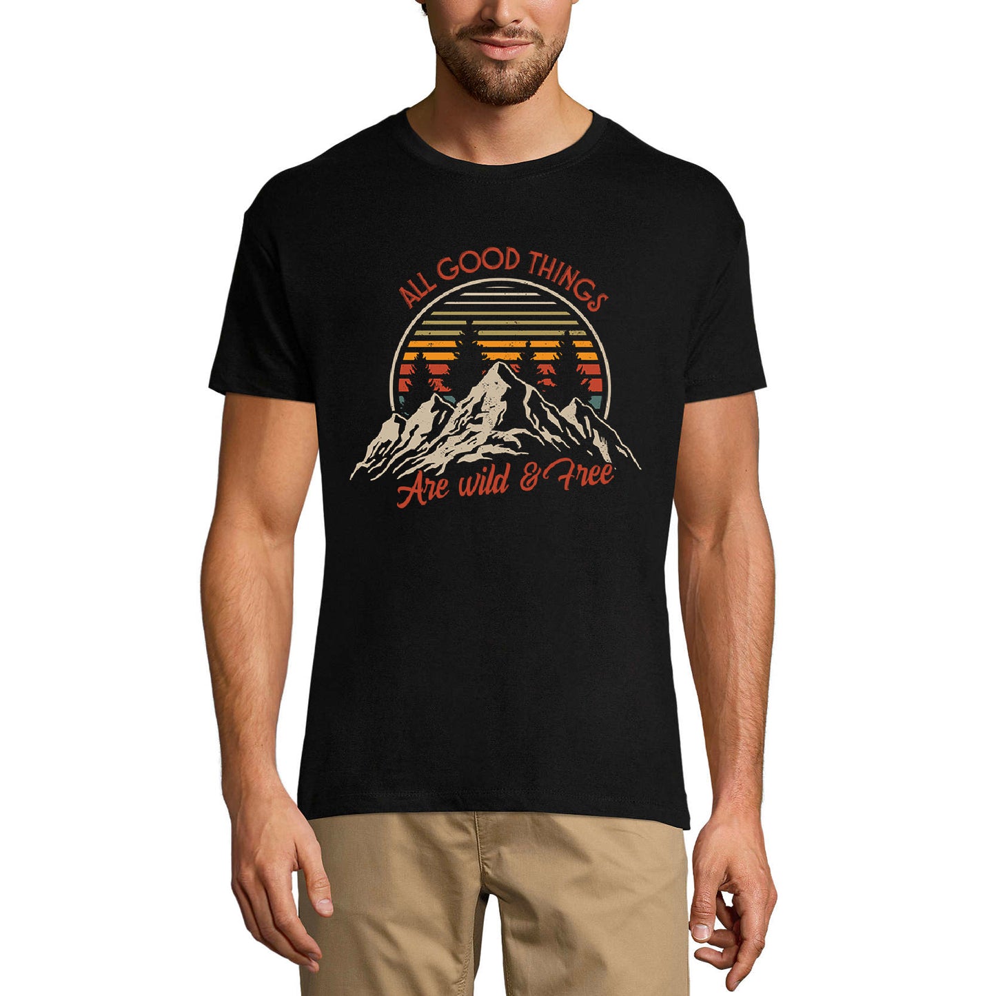 ULTRABASIC Men's T-Shirt All Good Things are Wild and Free - Mountain Hiking Tee Shirt