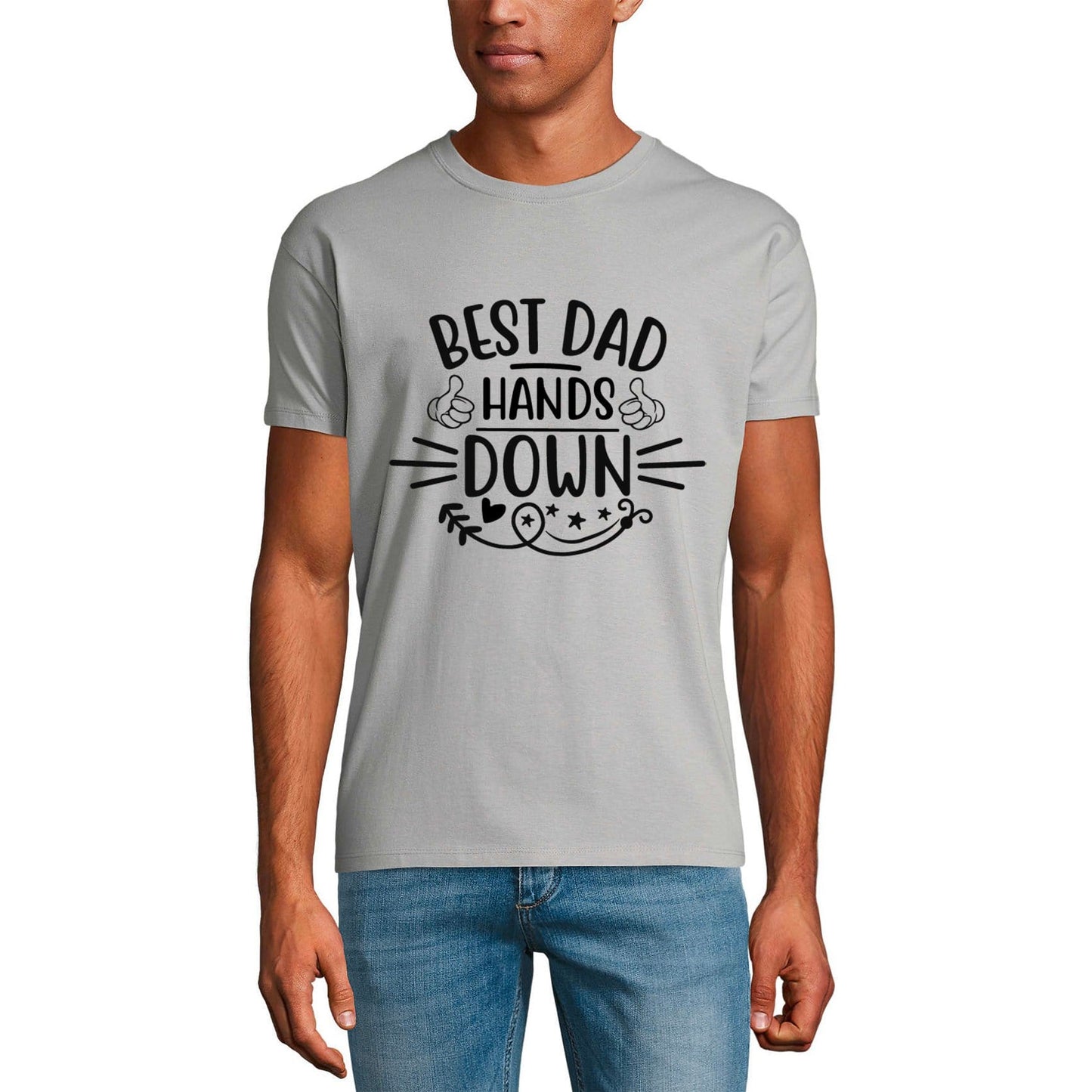 ULTRABASIC Men's Graphic T-Shirt Best Dad Hands Down - Funny Daddy's Shirt