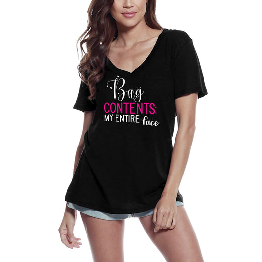ULTRABASIC Women's Novelty T-Shirt Bag Contents My Entire Face - Make Up Quote