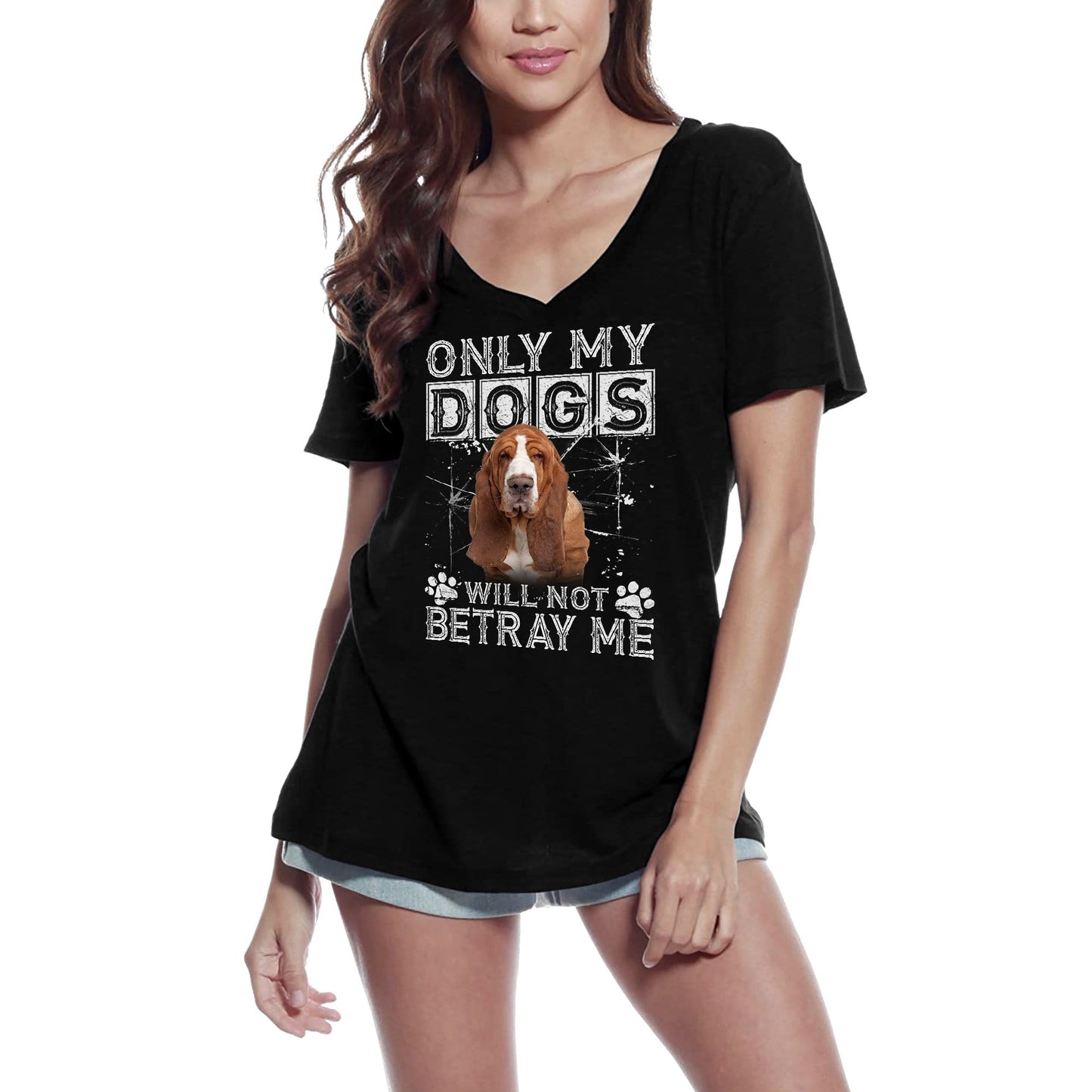 T-Shirt Femme ULTRABASIC Seuls mes chiens ne me trahiront pas - Basset Hound Patte de chien mignonne