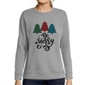 ULTRABASIC - Graphic Women's Be Merry Christmas Sweatshirt Xmas Gift Ideas Grey Marl