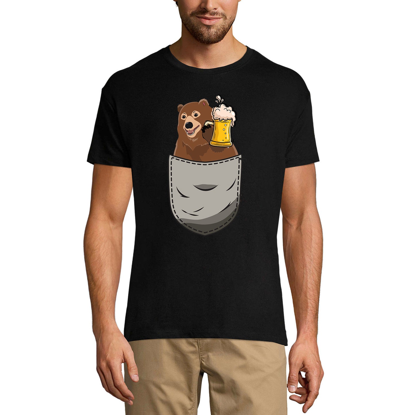 ULTRABASIC Herren-T-Shirt mit Bierbär in der Tasche – lustiges Bierliebhaber-T-Shirt
