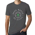 Graphic Unisex Beer Makes me Hoppy T-Shirt Funny Men Casual Tee Mouse Grey Round Neck