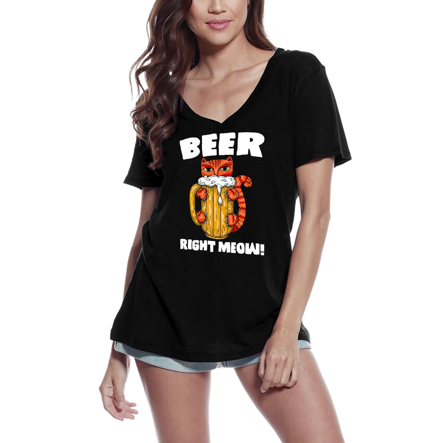 ULTRABASIC Damen T-Shirt Beer Right Meow – Cats And Beers – Love Cats