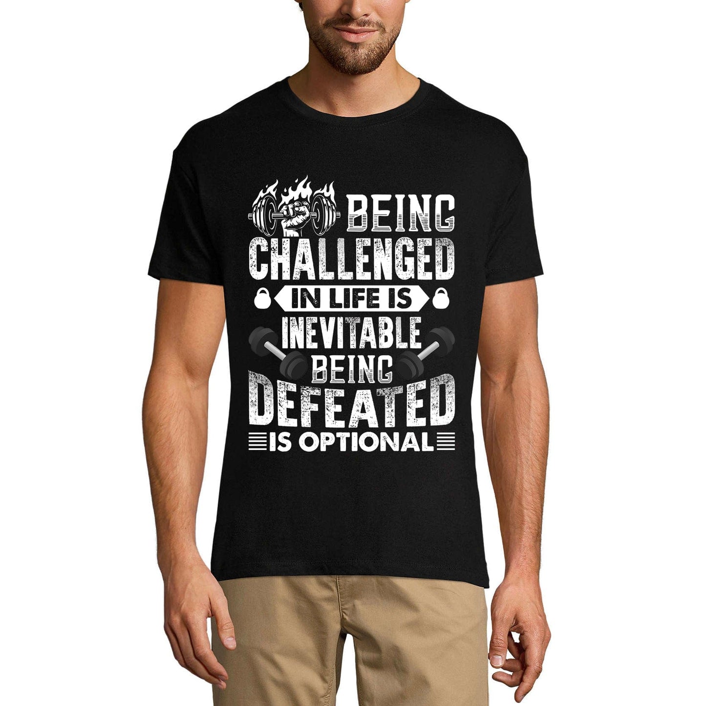 ULTRABASIC Men's T-Shirt Being Defeated is Optional - Motivational Funny Gym Shirt