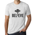 ULTRABASIC - Graphic Men's Believe UFO Alien T-Shirt Funny Casual Letter Print Tee Vintage White