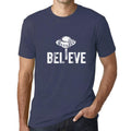 ULTRABASIC - Graphic Men's Believe UFO Alien T-Shirt Funny Casual Letter Print Tee Denim
