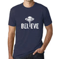 ULTRABASIC - Graphic Men's Believe UFO Alien T-Shirt Funny Casual Letter Print Tee French Navy
