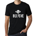 ULTRABASIC - Graphic Men's Believe UFO Alien T-Shirt Funny Casual Letter Print Tee Deep Black