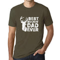 ULTRABASIC - Graphic Men's Best Buckin' Dad Ever Printed White Letter T-Shirt Military Green