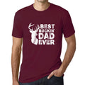 ULTRABASIC - Graphic Men's Best Buckin' Dad Ever Printed White Letter T-Shirt Burgundy