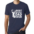 ULTRABASIC - Graphic Men's Best Buckin' Dad Ever Printed White Letter T-Shirt French Navy