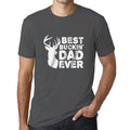 ULTRABASIC - Graphic Men's Best Buckin' Dad Ever Printed White Letter T-Shirt Mouse Grey