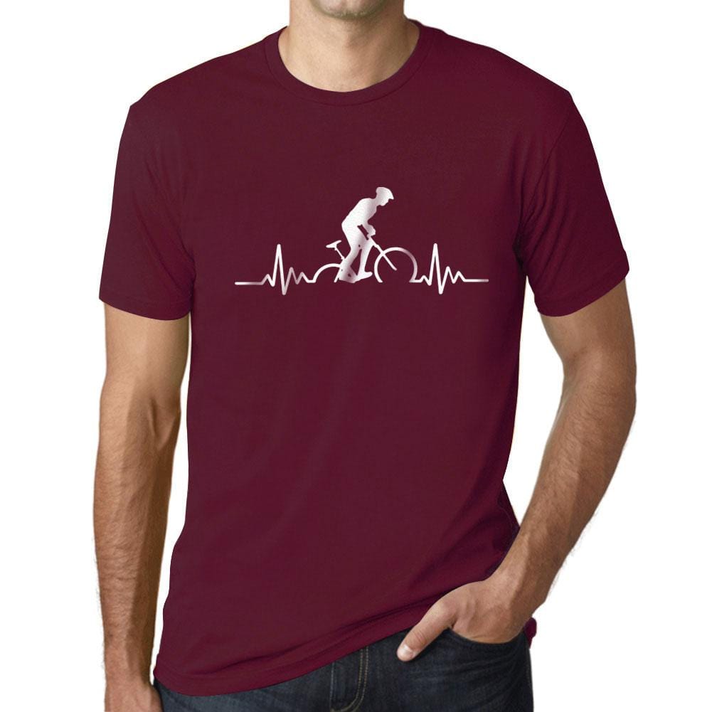 ULTRABASIC - <span>Graphic</span> <span>Printed</span> <span>Men's</span> Biker Pulse T-Shirt Burgundy - ULTRABASIC