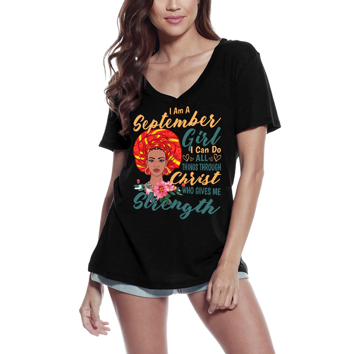 ULTRABASIC Women's T-Shirt September Girl - Birthday Religious Shirt for Ladies
