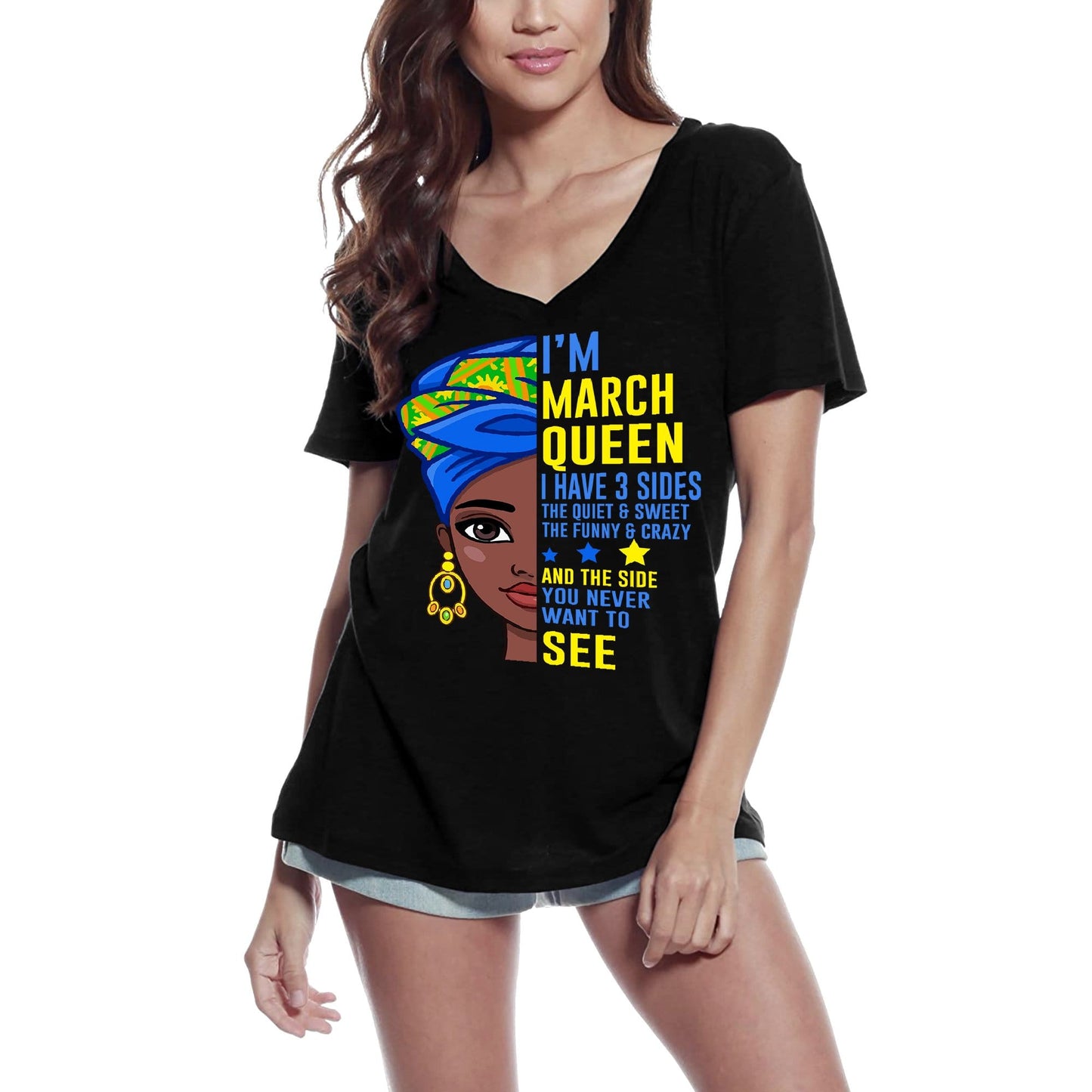ULTRABASIC Women's Funny T-Shirt I'm March Queen - Birthday Shirt Gift for Ladies