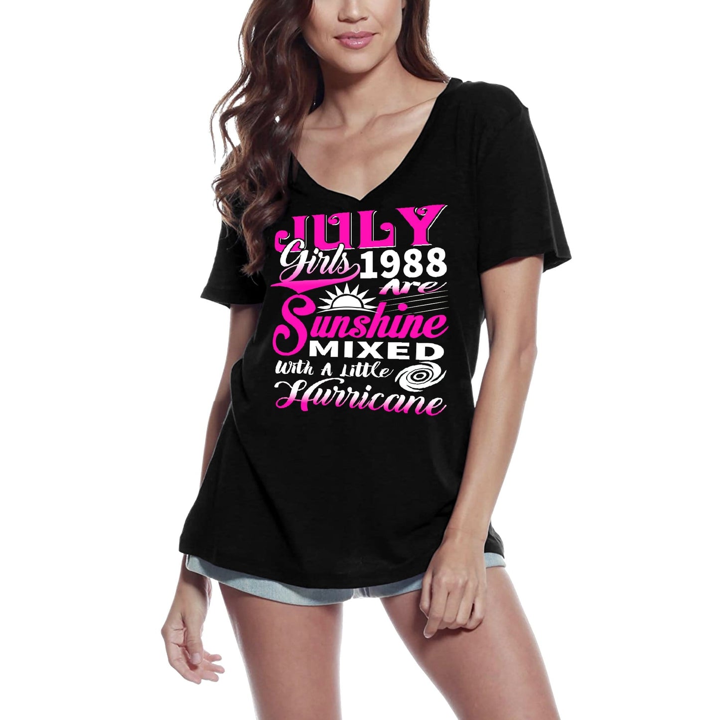 ULTRABASIC Women's Funny T-Shirt July Girls are Sunshine - 1988 32nd Birthday Shirt Gift for Ladies