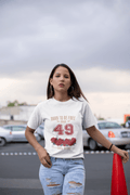 49, Born to be Free Since 49 Women's T-shirt White Birthday Gift Riund Neck 00518