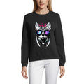 ULTRABASIC Women's Sweatshirt Music Cat DJ - Kitten Funny Sweater for Ladies