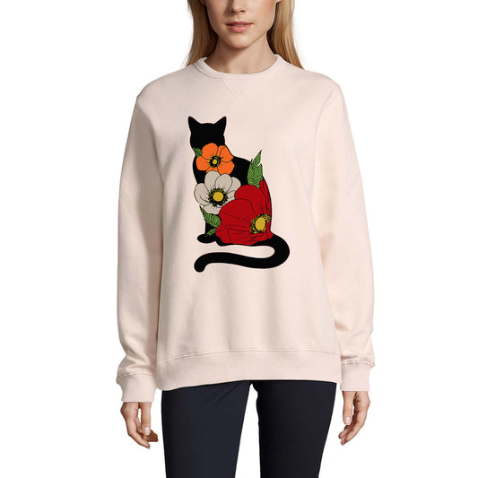 ULTRABASIC Women's Sweatshirt Cat and Fish - Kitten Funny Sweater for Ladies