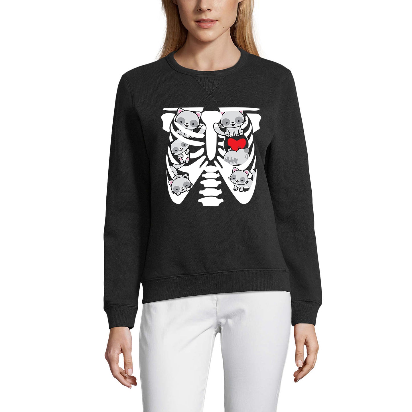 ULTRABASIC Damen-Sweatshirt Cat In My Bones – Kätzchen-lustiger Pullover für Damen