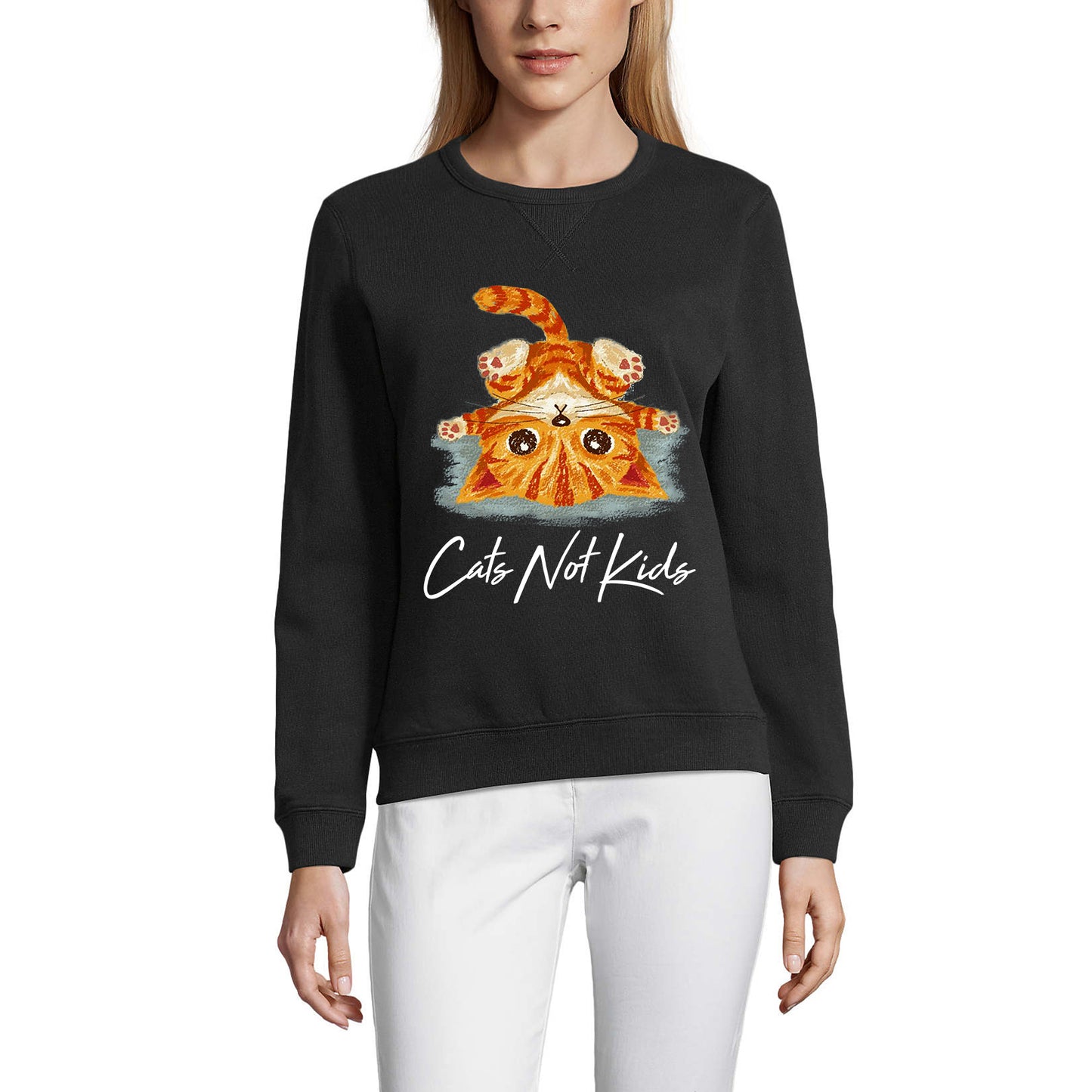 ULTRABASIC Lustiges Damen-Sweatshirt „Cats Not Kids“ – süßer Kitty-Pullover für Damen