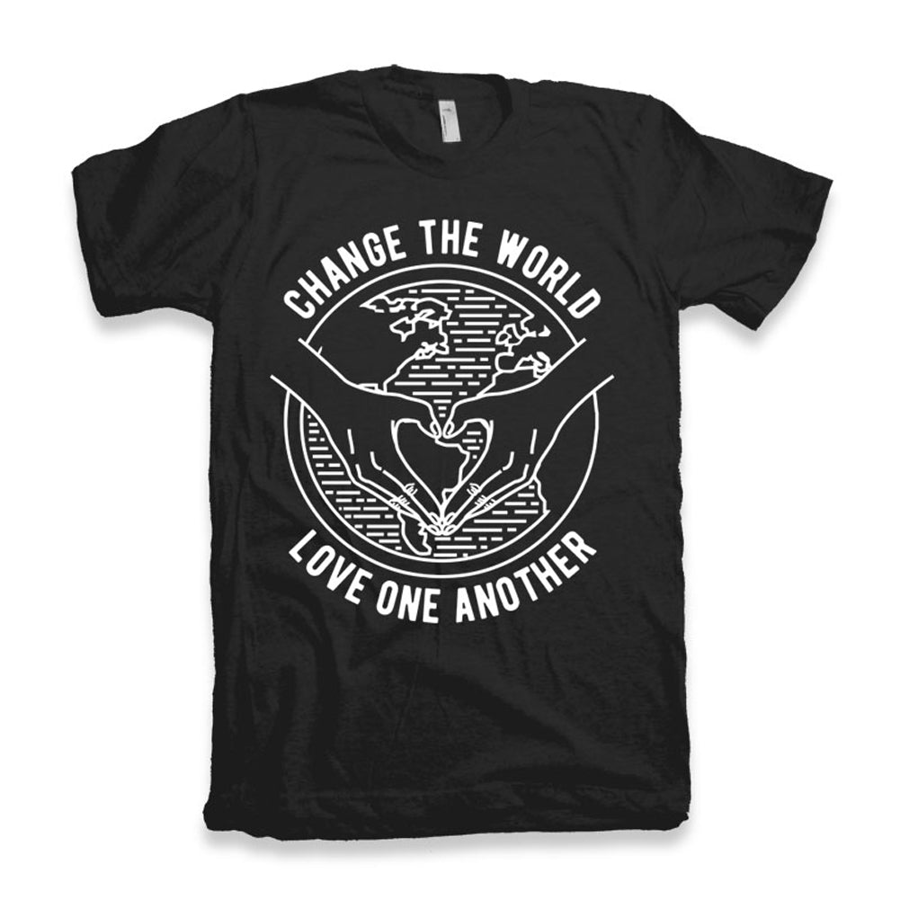 ULTRABASIC Men's T-Shirt Change the World Love One Another - Globe Shirt 