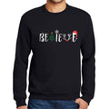 ULTRABASIC - Graphic Men's Christmas Believe Tree Sweatshirt Xmas Gift Ideas Deep Black
