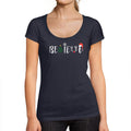 ULTRABASIC - Graphic Women's Christmas Believe Tree T-Shirt Xmas Gift Ideas French Navy