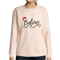 ULTRABASIC – <span>Grafisches</span> <span>Damen-</span> Weihnachts-Believe-Mütze-Sweatshirt, <span>Weihnachtsgeschenkideen</span> , cremiges Rosa