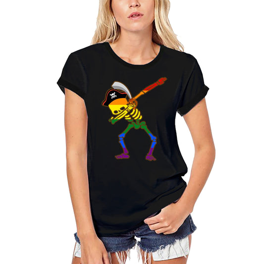 ULTRABASIC Women's Organic T-Shirt Dabbing Skeleton LGBT Pride - Rainbow Tee Shirt